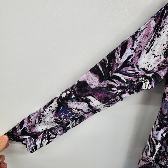 Simply Vera Vera Wang Womens Long Sleeve V-Neck Top Shirt Plus 3X Purple Black - Picture 4 of 10